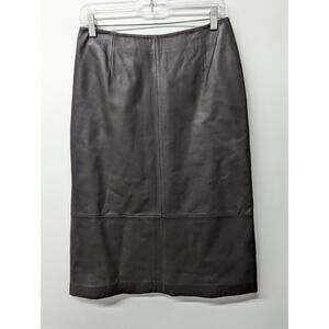 Eddie Bauer Women's Leather Skirt Soft Lamb Leather Fully Lined Brown Size 8